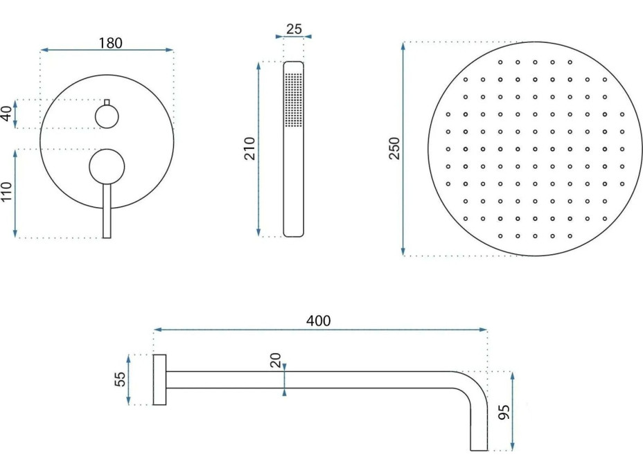 Sprchová podomietková súprava REA FOSS CLIF - inox