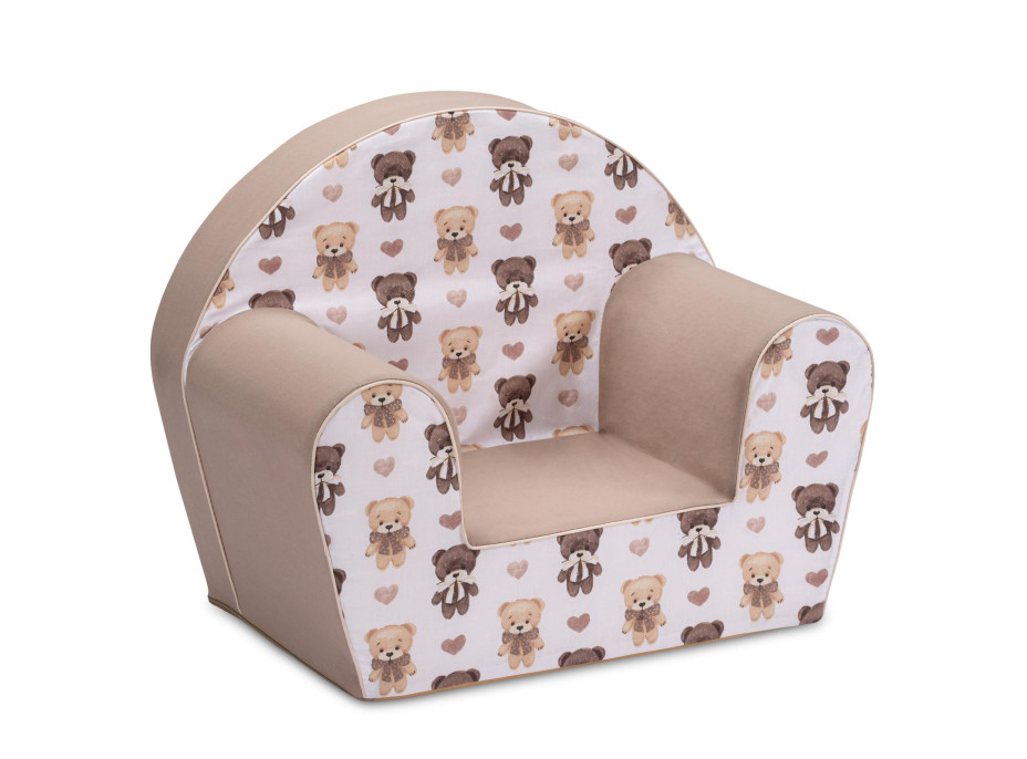 Detské kresielko MINI - Medvedíky - biele / hnedé Detské kresielko MINI - Medvedíky - biele / hnedé