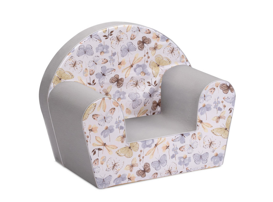 Detské kresielko MINI - Motýliky - biele / šedé
