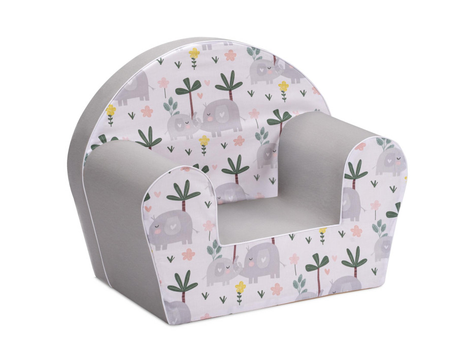 Detské kresielko MINI - Slony - biele / šedé