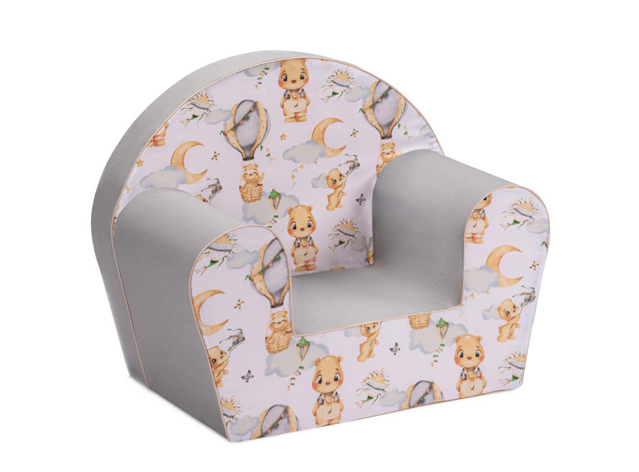 Detské kresielko MINI - Let balónom - biele / šedé