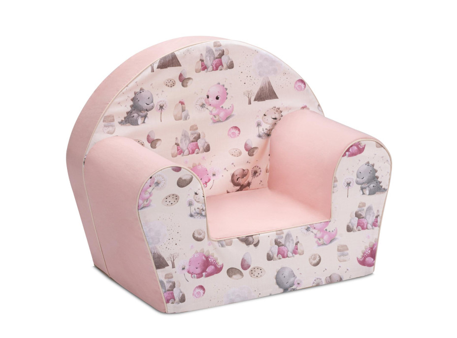 Detské kresielko MINI - Dinosaury - krémové/ružové Detské kresielko MINI - Dinosaury - krémové/ružové