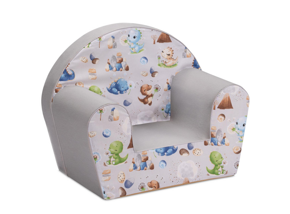 Detské kresielko MINI - Dinosaury - šedé