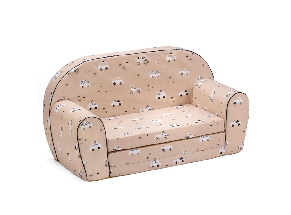 Detská rozkladacia MINI pohovka Autíčka - béžová Detská rozkladacia MINI pohovka Autíčka - béžová