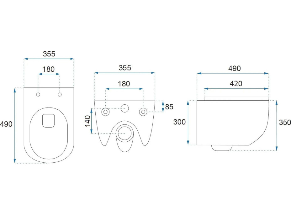 Závesné WC REA CARLO mini Tornado NFQ + Duroplast sedátko flat - biele