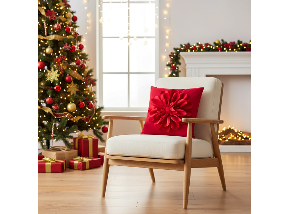 Obliečka na vankúš FOREVER YOURS Kvet 3D 42x42 cm - červená