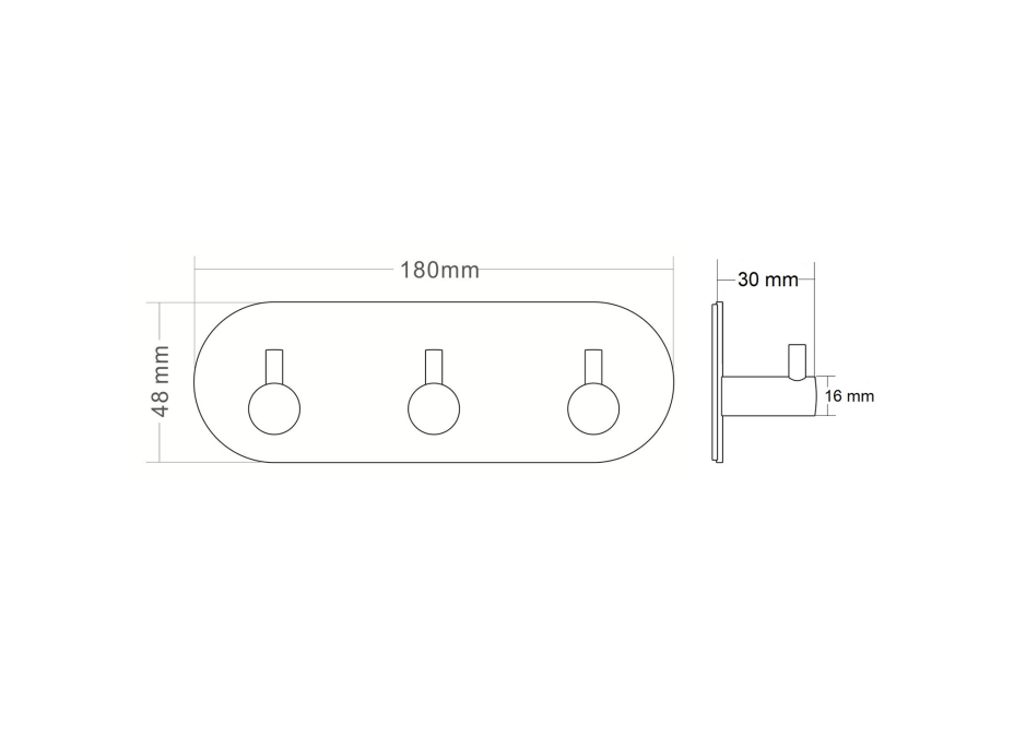 Sapho Samolepiaci trojháčik, okrúhly, čierna mat 32203B