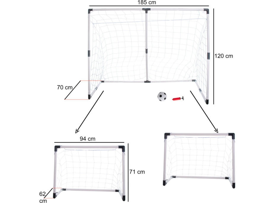 Futbalová bránka pre deti 2v1 - 185x120x70 cm