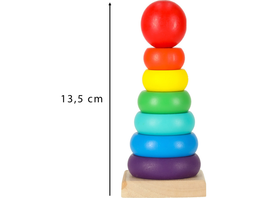 Drevená veža pyramída- Dúha - 13 cm