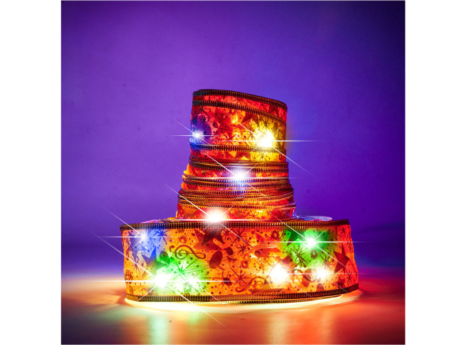 Svietiaca dekoratívna LED stuha 100 LED na vianočný stromček - viacfarebná