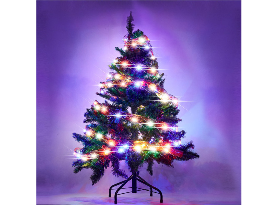 Svietiaca dekoratívna LED stuha 100 LED na vianočný stromček - viacfarebná