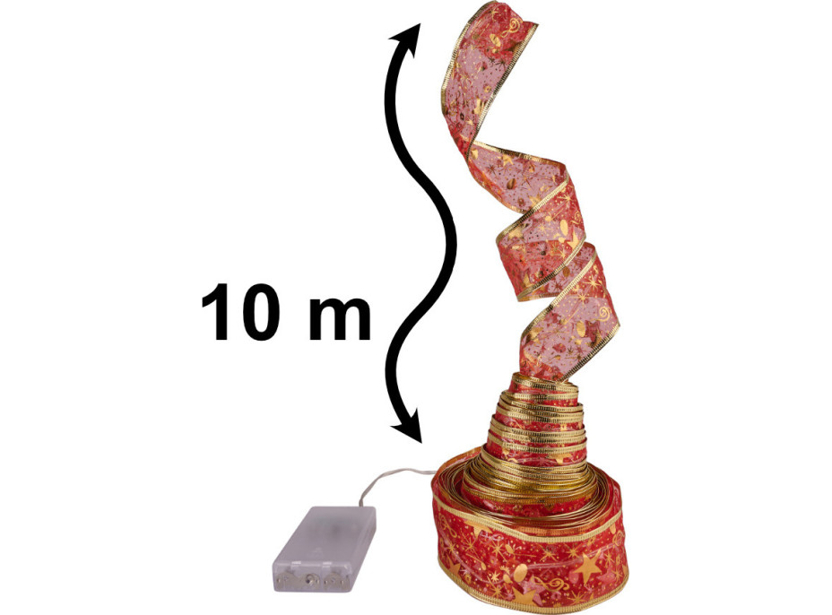 Svietiaca dekoratívna LED stuha 100 LED na vianočný stromček - viacfarebná