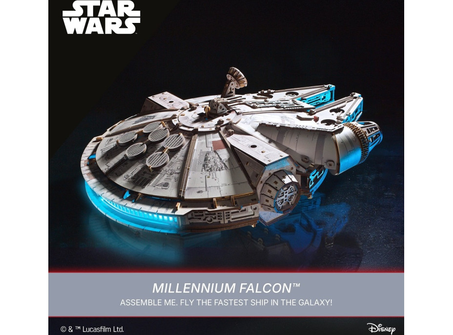 Ugears 3D drevená mechanická skladačka Star Wars Millennium Falcon