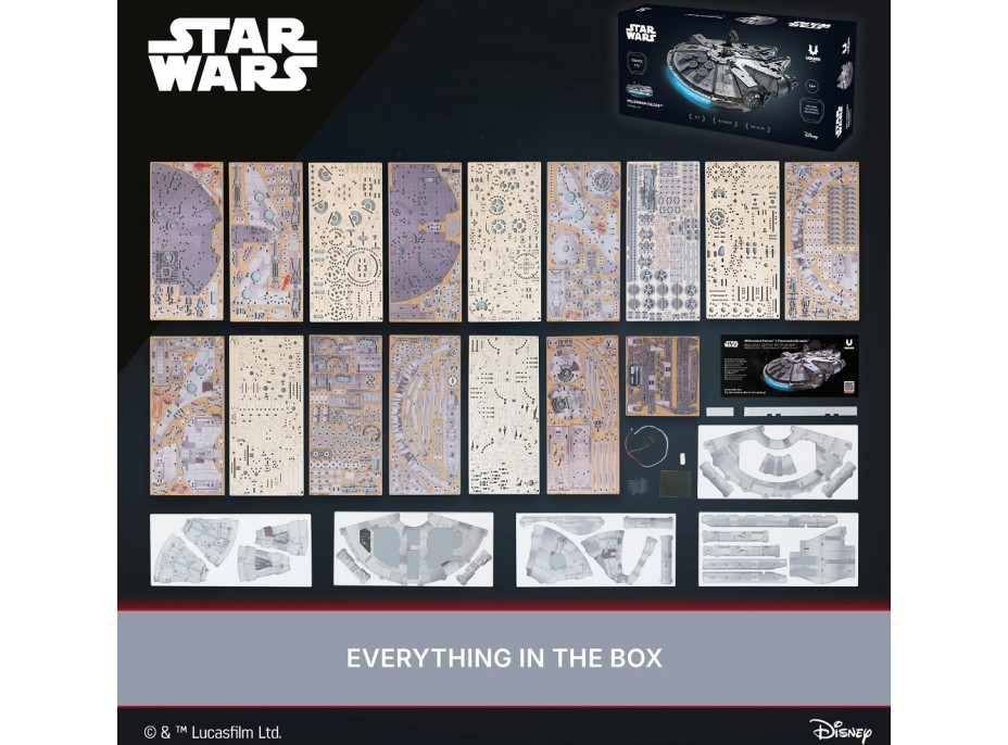 Ugears 3D drevená mechanická skladačka Star Wars Millennium Falcon