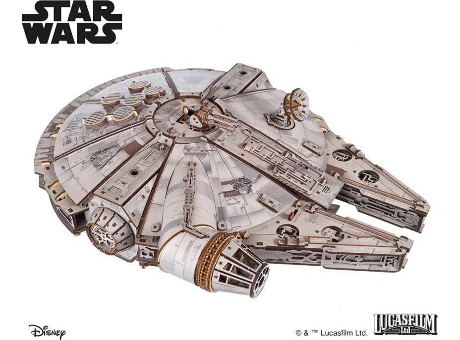 Ugears 3D drevená mechanická skladačka Star Wars Millennium Falcon