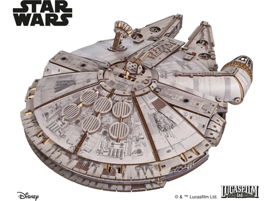Ugears 3D drevená mechanická skladačka Star Wars Millennium Falcon