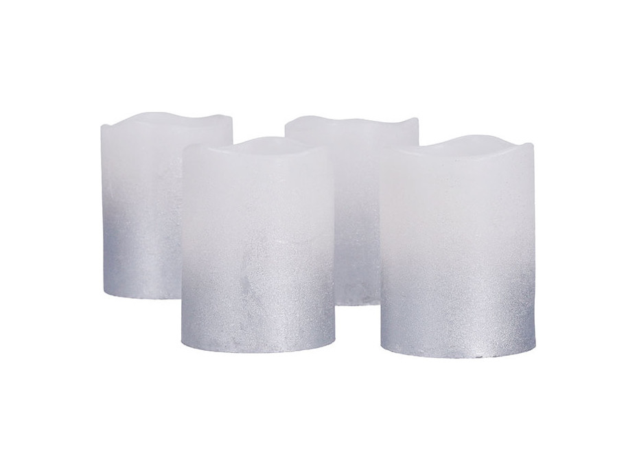 Solight sada LED sviečok s časovačom, 4x sviečka, 6,5 cm, strieborná farba, 4xCR2032 súčasťou