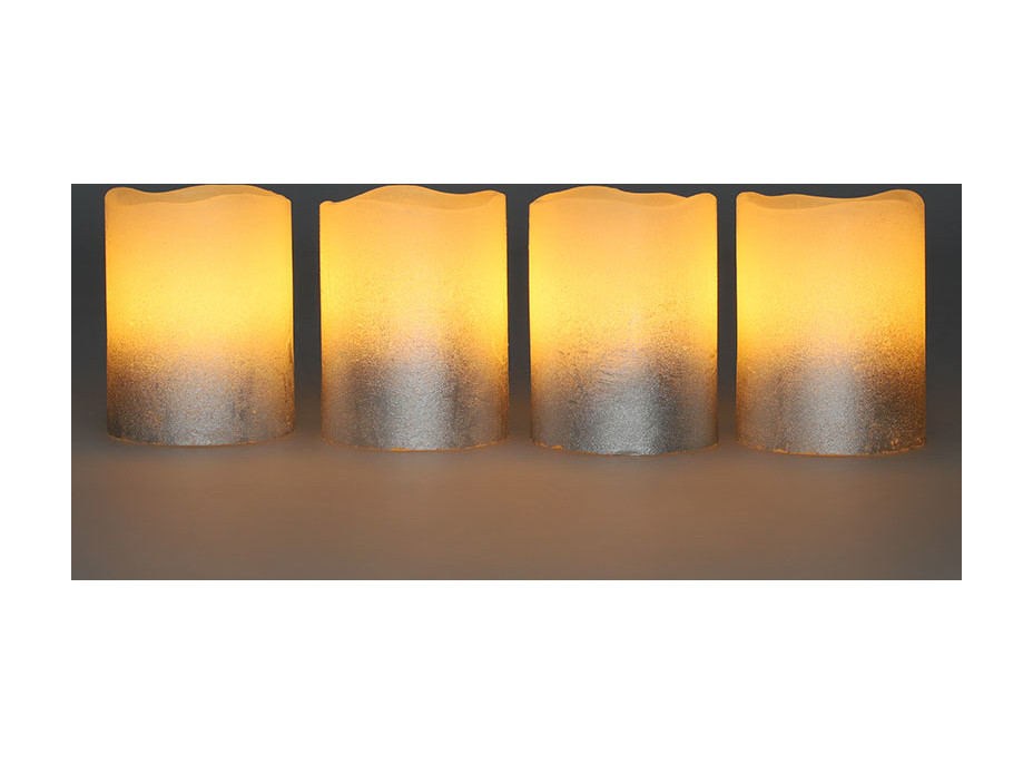 Solight sada LED sviečok s časovačom, 4x sviečka, 6,5 cm, strieborná farba, 4xCR2032 súčasťou
