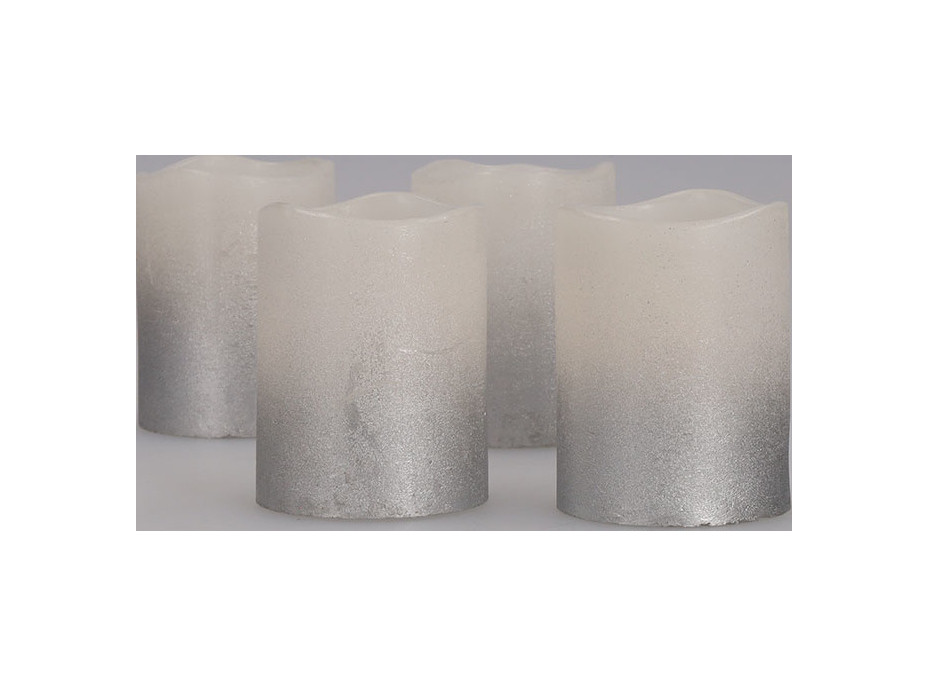 Solight sada LED sviečok s časovačom, 4x sviečka, 6,5 cm, strieborná farba, 4xCR2032 súčasťou