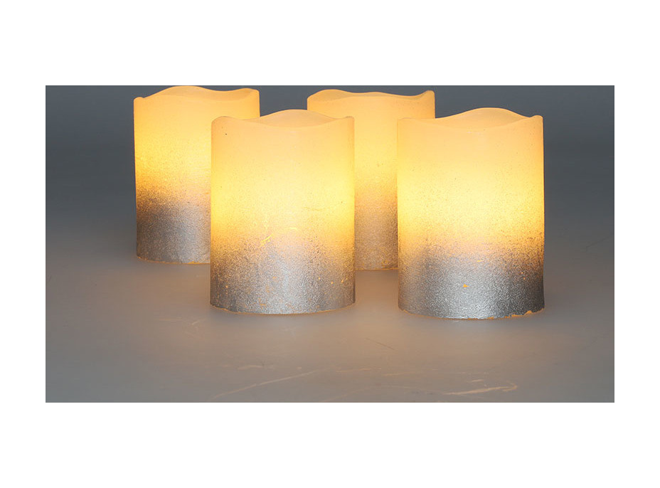 Solight sada LED sviečok s časovačom, 4x sviečka, 6,5 cm, strieborná farba, 4xCR2032 súčasťou
