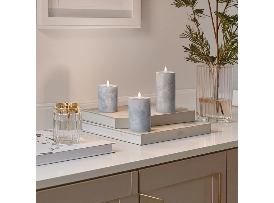 Solight sada LED sviečok s časovačom, 3x sviečka, 10/13/15cm, šedá, 2xAA