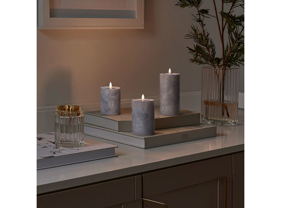 Solight sada LED sviečok s časovačom, 3x sviečka, 10/13/15cm, šedá, 2xAA