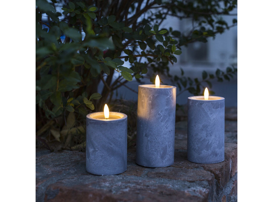 Solight sada LED sviečok s časovačom, 3x sviečka, 10/13/15cm, šedá, 2xAA