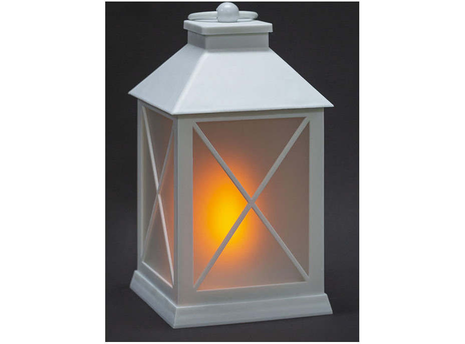 Solight LED vianočný lampáš biely, 20cm, časovač, 2x AA