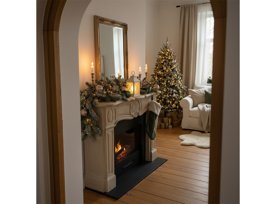 Solight LED vianočný lampáš biely, 20cm, časovač, 2x AA