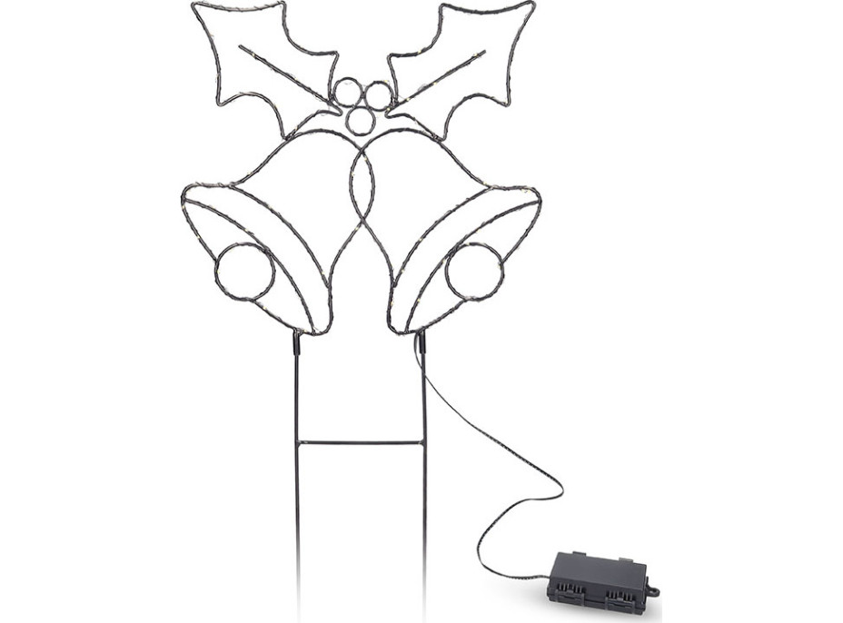 Solight LED vonkajšia dekorácia zvončeky, 100x LED, časovač, 55cm, 3x AA