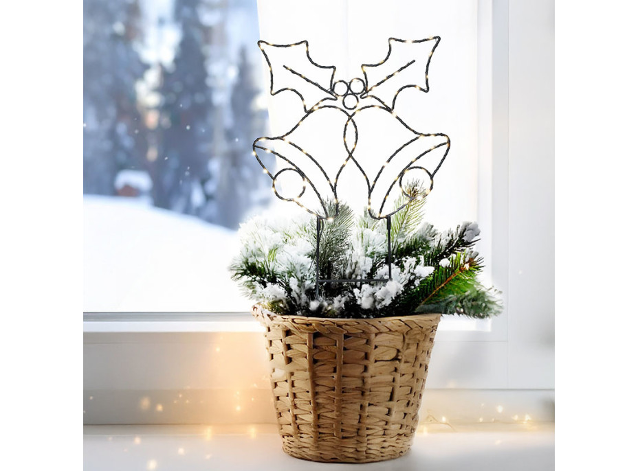 Solight LED vonkajšia dekorácia zvončeky, 100x LED, časovač, 55cm, 3x AA