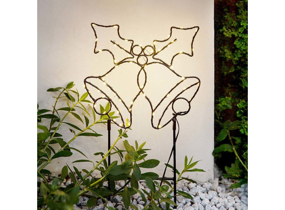 Solight LED vonkajšia dekorácia zvončeky, 100x LED, časovač, 55cm, 3x AA