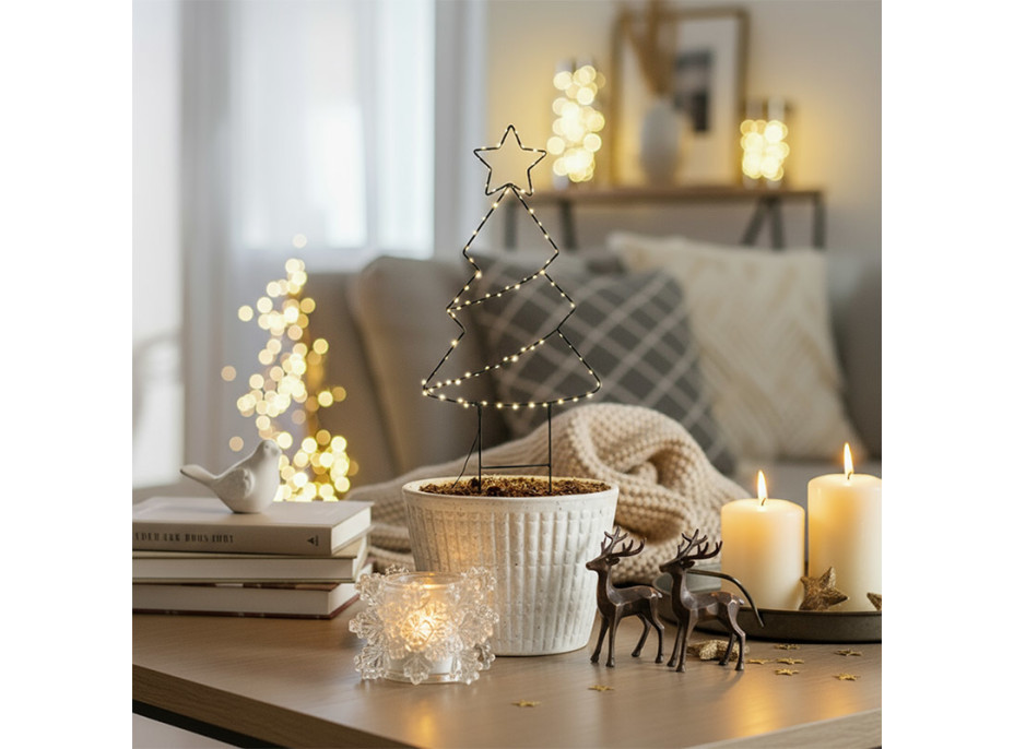 Solight LED vonkajšia dekorácia vianočný stromček, 85x LED, časovač, 68cm, 3x AA