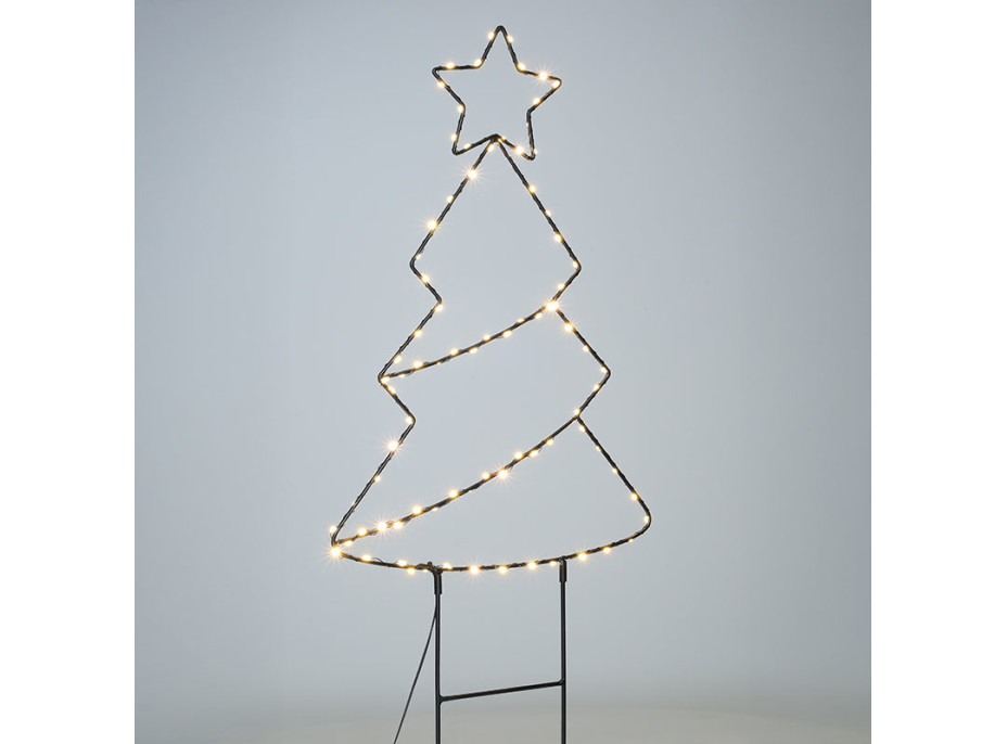 Solight LED vonkajšia dekorácia vianočný stromček, 85x LED, časovač, 68cm, 3x AA