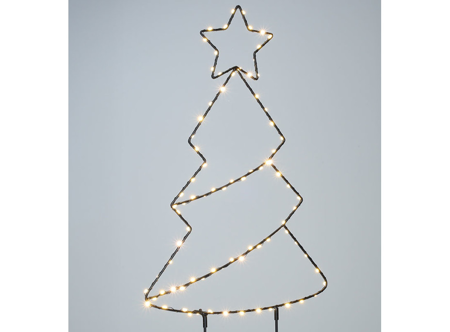 Solight LED vonkajšia dekorácia vianočný stromček, 85x LED, časovač, 68cm, 3x AA