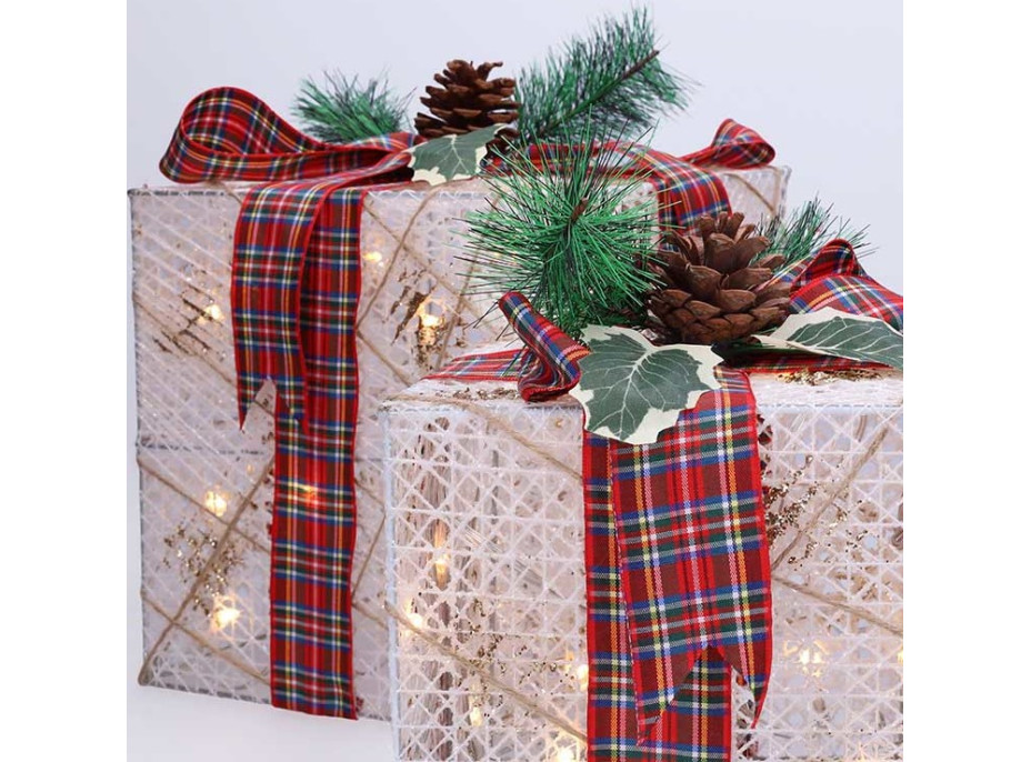 Solight sada 3 LED vianočných darčekov, 48x LED, IP44, 230V