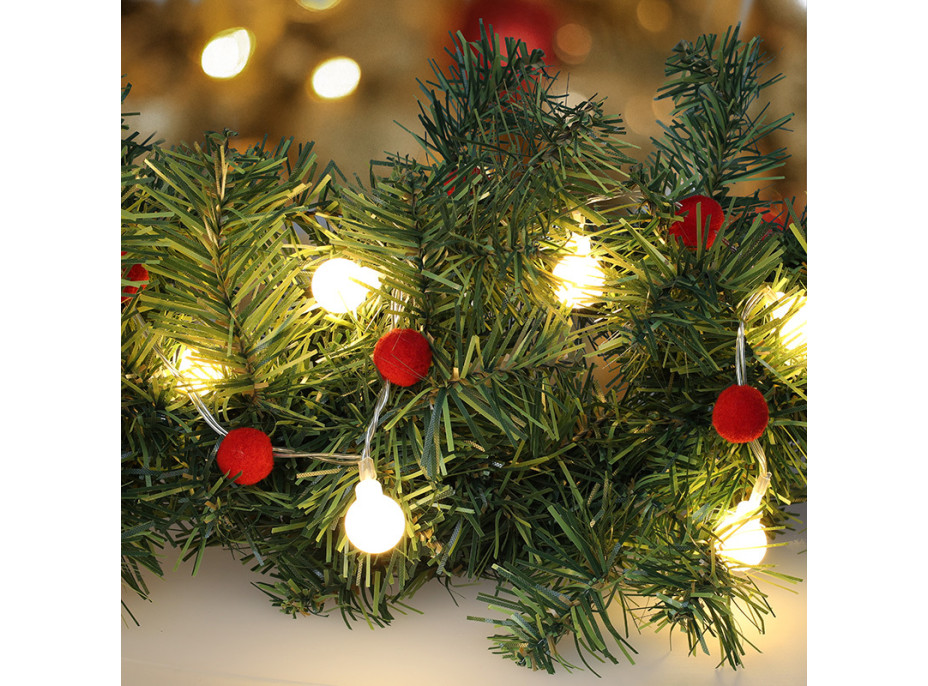 Solight LED vianočná retiazka červená-biela, 20x LED, 1,5m, 2xAA