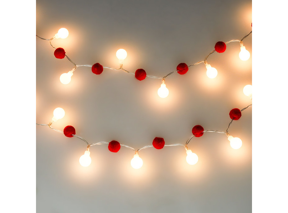 Solight LED vianočná retiazka červená-biela, 20x LED, 1,5m, 2xAA