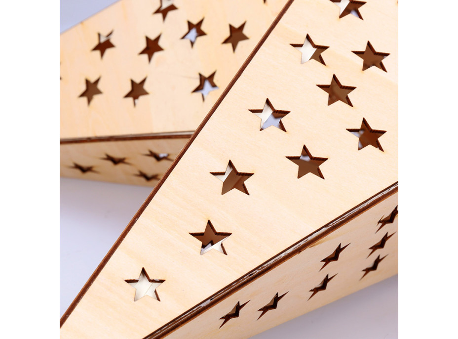 Solight LED drevená vianočná hviezda, závesná, časovač, 20x LED, 65cm, 2x AA