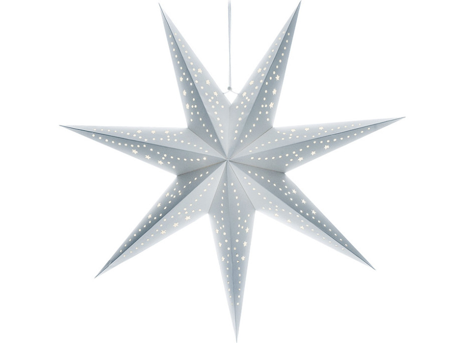 Solight LED vianočná hviezda strieborná, závesná, časovač, 60cm, 20x LED, 2x AA