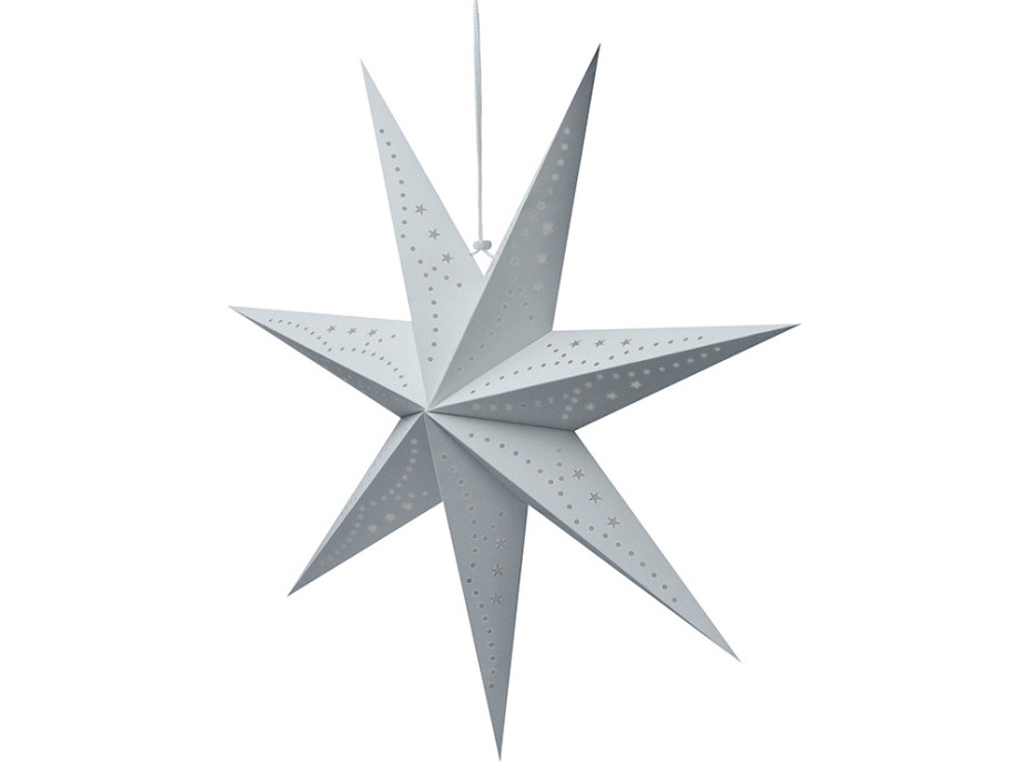 Solight LED vianočná hviezda strieborná, závesná, časovač, 60cm, 20x LED, 2x AA