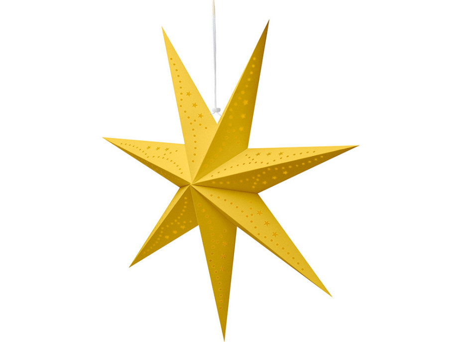 Solight LED vianočná hviezda zlatá, závesná, časovač, 60cm, 20x LED, 2x AA