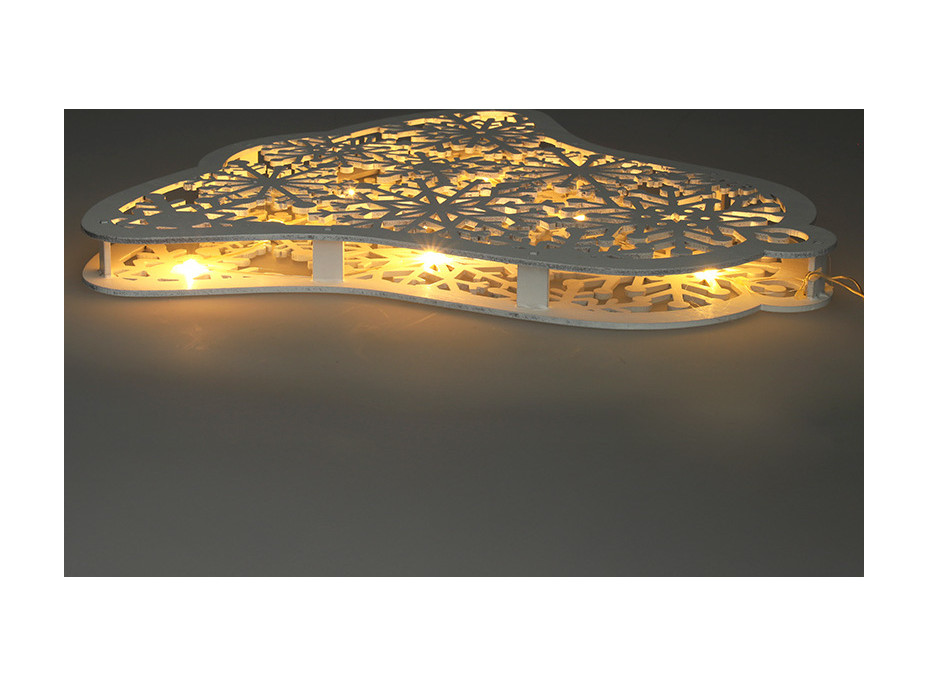 Solight LED drevený vianočný zvonček, 9x LED, biela, 30cm, časovač, 2x AA