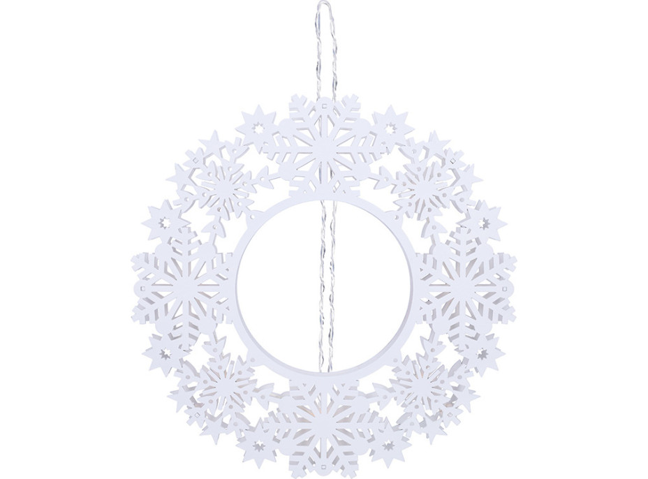 Solight LED drevený vianočný veniec, 10x LED, biela, 30cm, časovač, 2x AA