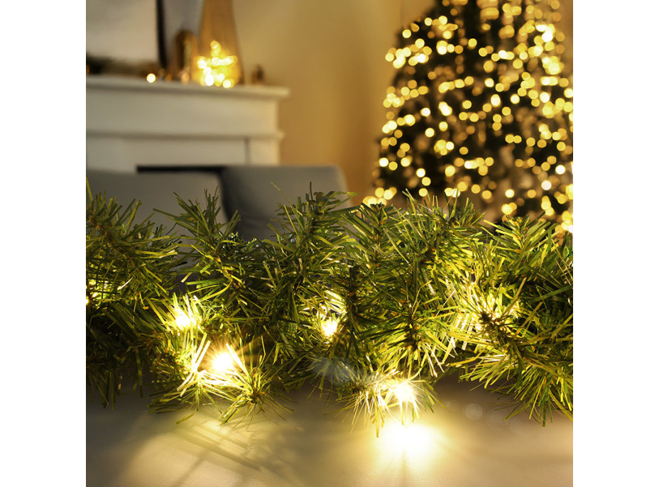 Solight LED vianočné girlanda s ihličím, 7m, 112x LED, časovač, 230V, IP44
