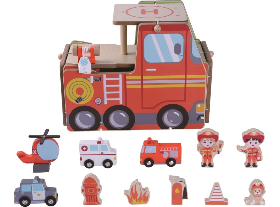 2Kids Toys Drevená stanica Hasiči 2 v 1