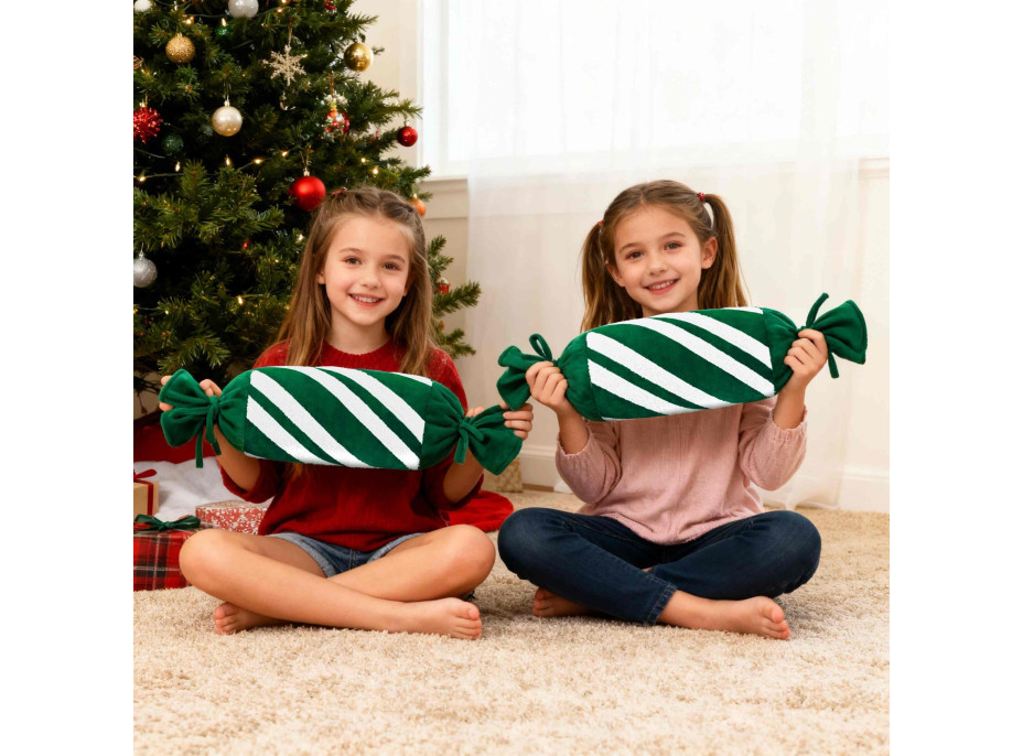 Vianočný vankúš SWEET CANDY 60 cm - zelený/biely