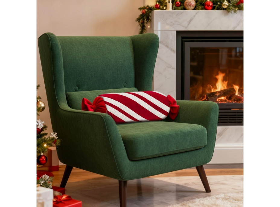 Vianočný vankúš SWEET CANDY 60 cm - červený/biely