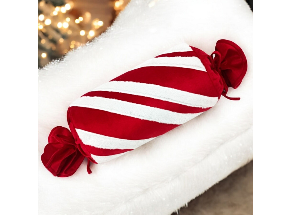 Vianočný vankúš SWEET CANDY 60 cm - červený/biely