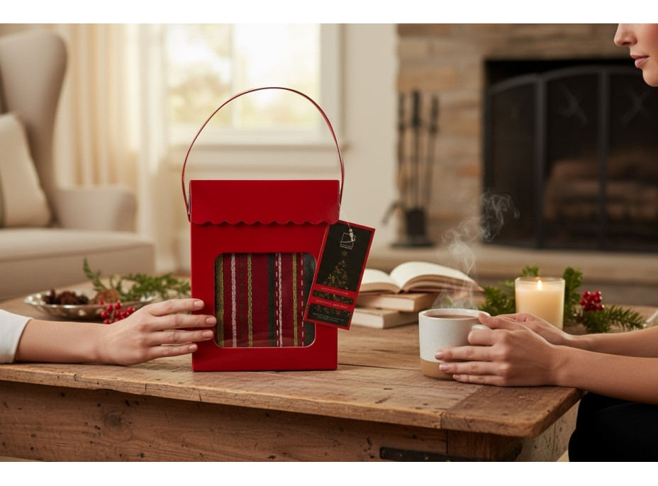 Sada utierok MAGICAL CHRISTMAS v darčekovom balení - 2 kusy - červená/pruhy